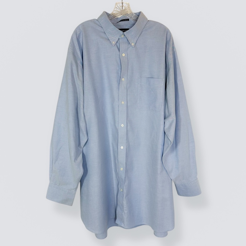 Lands’ End Size 19 -36 Big/Tall Blue Button Down Oxford No Iron Supima Casual